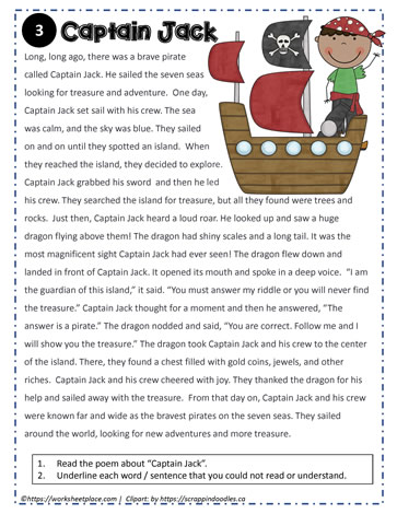 Reading Comprehension About Captain Jack