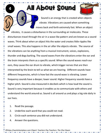 Reading Comprehension About Sound