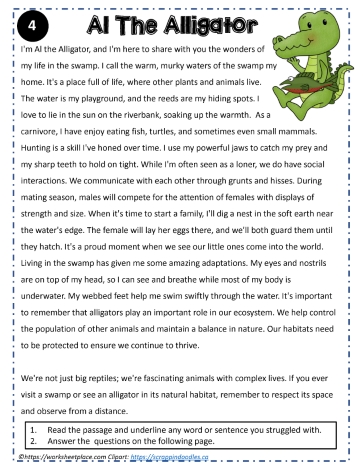 Reading Comprehension About Al the Alligator