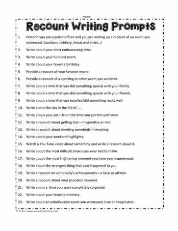 Recount Writing Prompts