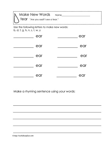 ear Words Worksheet