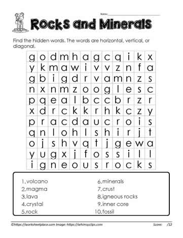 Rocks and Minerals Wordsearch 2