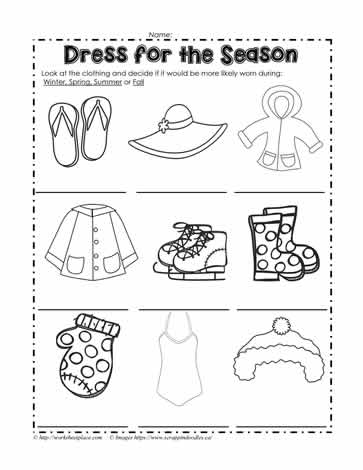 Seasons And Days Worksheets