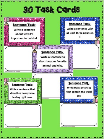 Sentence Writing Task Cards 30 Tasks