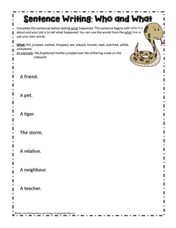 Who and What Sentence Worksheets