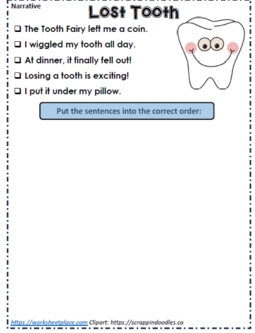 Sequencing Lost Tooth Worksheets