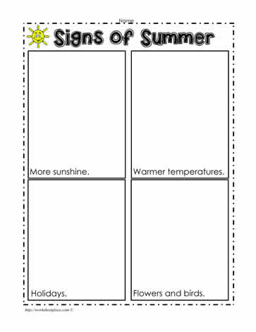 Signs of Summer Worksheet