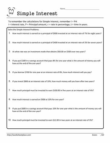 Simple Interest Worksheet 03