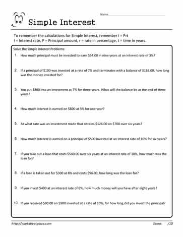 Simple Interest Worksheet 08