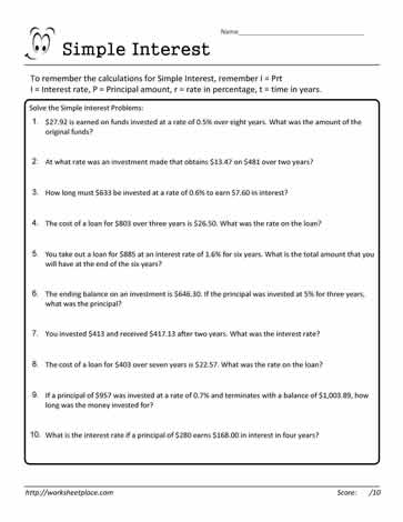 Simple Interest Worksheet 19