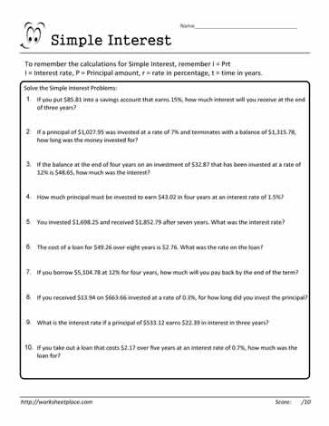 Simple Interest Worksheet 23
