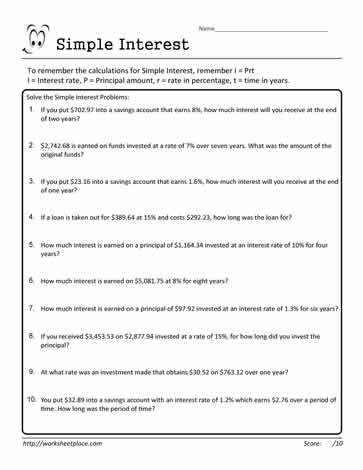 Simple Interest Worksheet 25