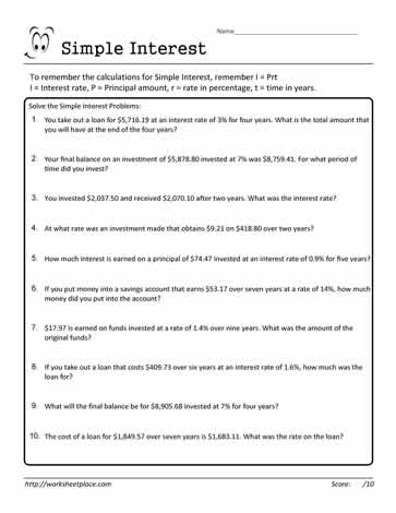 Simple Interest Worksheet 27