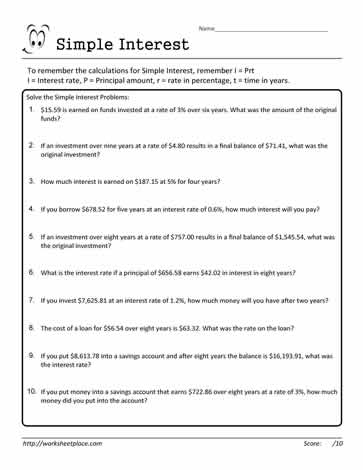 Simple Interest Worksheet 30