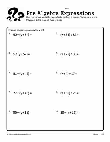 Simplify Expressions Worksheets