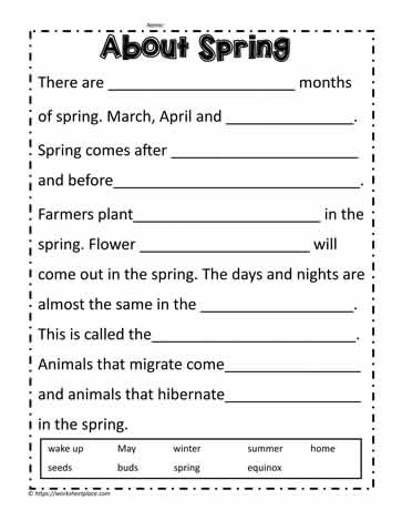 Fill in the Blanks About Spring