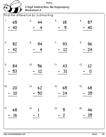 2 Digit Subtraction Worksheet-4