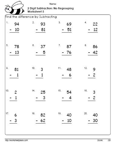 2 Digit Subtraction Worksheet-5