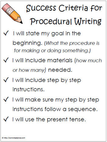 Success Criteria Procedural Writing