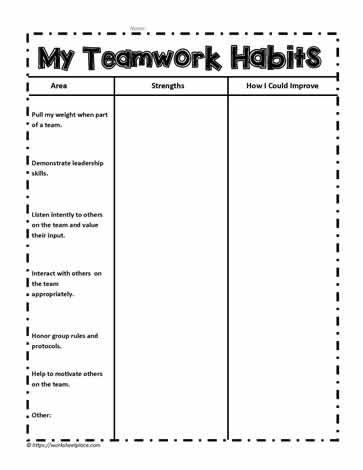 Teamwork Habits Activity Worksheets