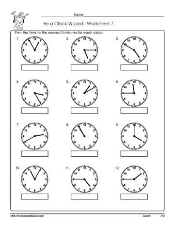 telling time to 5 minutes worksheet g worksheets