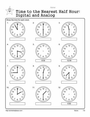 analog and digital worksheets
