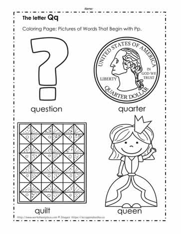 the letter q coloring pictures worksheets