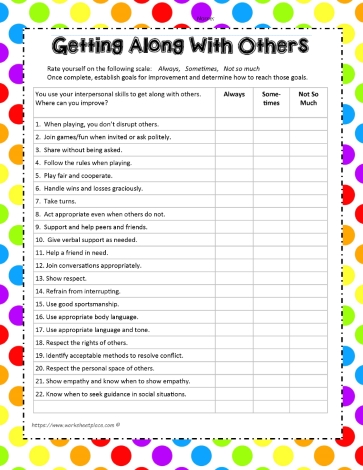 Getting Along With Others Worksheets