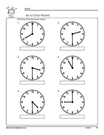 time worksheets half hour c