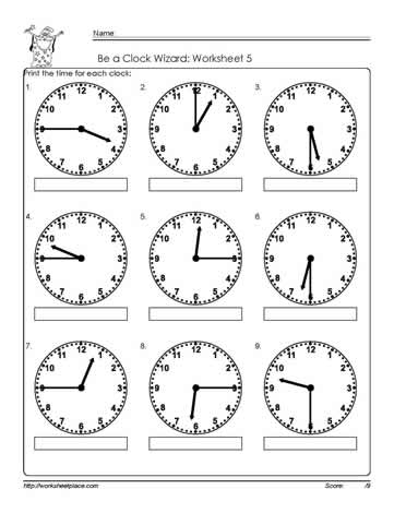 telling time to the quarter worksheet 5 worksheets