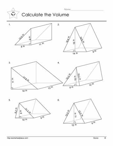 Triangular Prism Volume Worksheets
