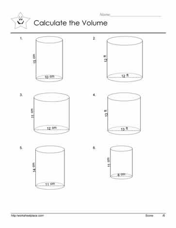 Volume of a Cylinder Worksheets