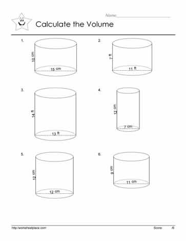 volume of a cylinder worksheets