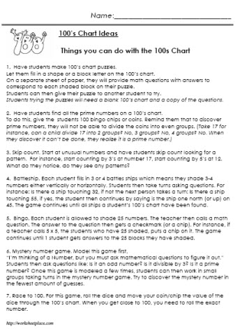 What To Do With a 100 Chart