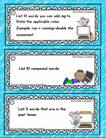 Word Study Task Cards