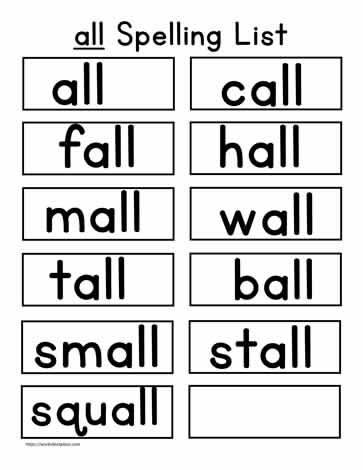 all Spelling List