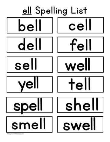 ell Spelling List