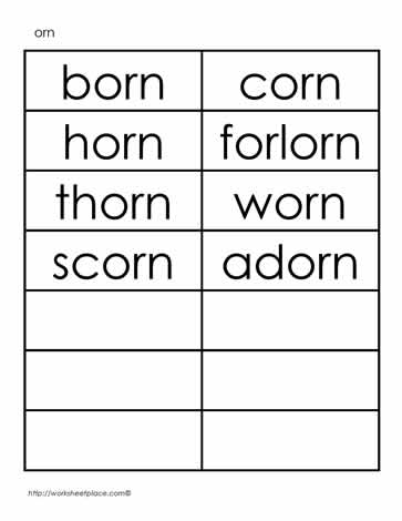Word Family - orn