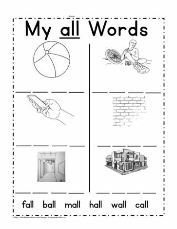 all Word Family Worksheet