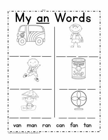 an Word Family Worksheet