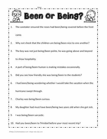 Been or Being Worksheets 3