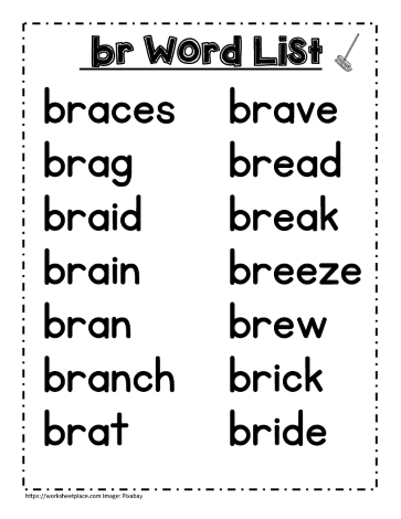 Br word study lists, brown, brag etc.