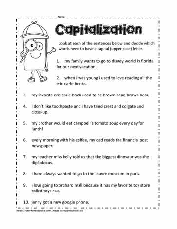 Capital Letter Worksheets