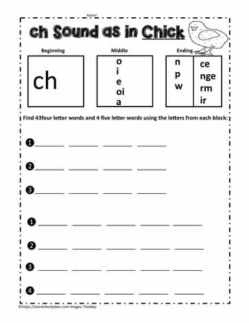 ch Digraph Build Words Worksheets