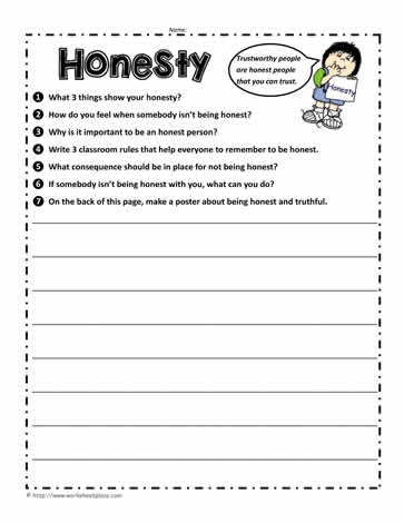 Honesty Worksheet