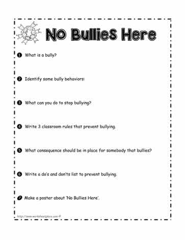 No Bullies Here Worksheet