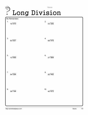 Long Division Worksheet 5
