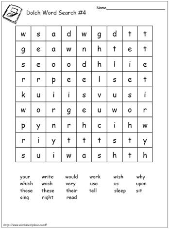 Dolch Word Search 4