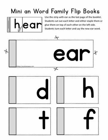 A Mini Flip Book For The Word Family ear