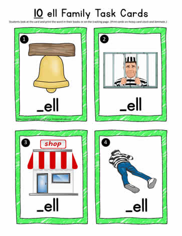 ell Word Family Task Cards